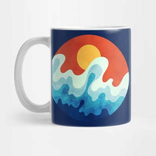 Vibrant Sun and Ocean Waves Art Mug